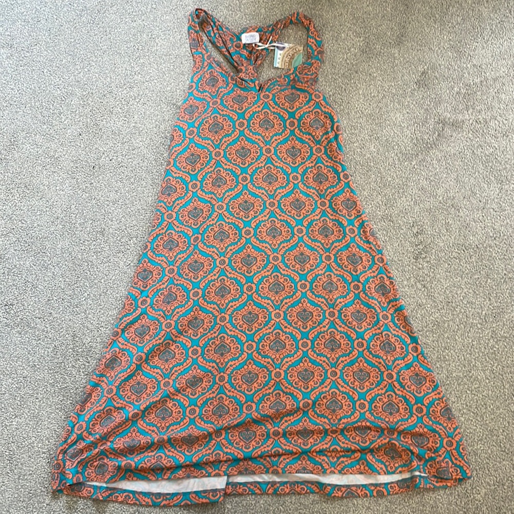 Sigrid Olsen dress orange and turquoise size large NWT
